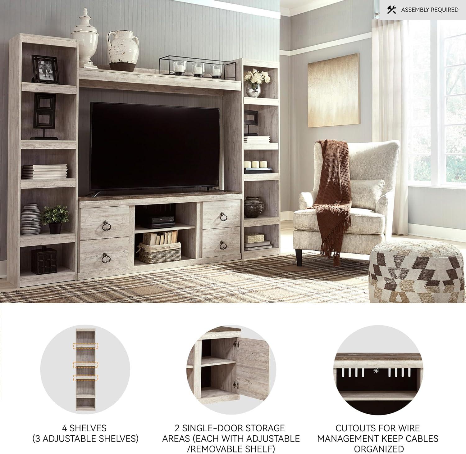 imageSignature Design by Ashley Roddinton Traditional 72 TV Stand with Electric Fireplace for TVs up to 82 Dark BrownWhitewash
