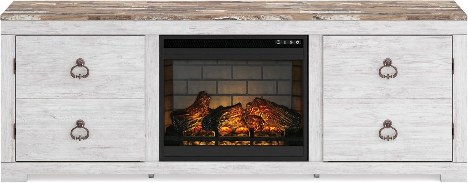 imageSignature Design by Ashley Roddinton Traditional 72 TV Stand with Electric Fireplace for TVs up to 82 Dark BrownWhitewash