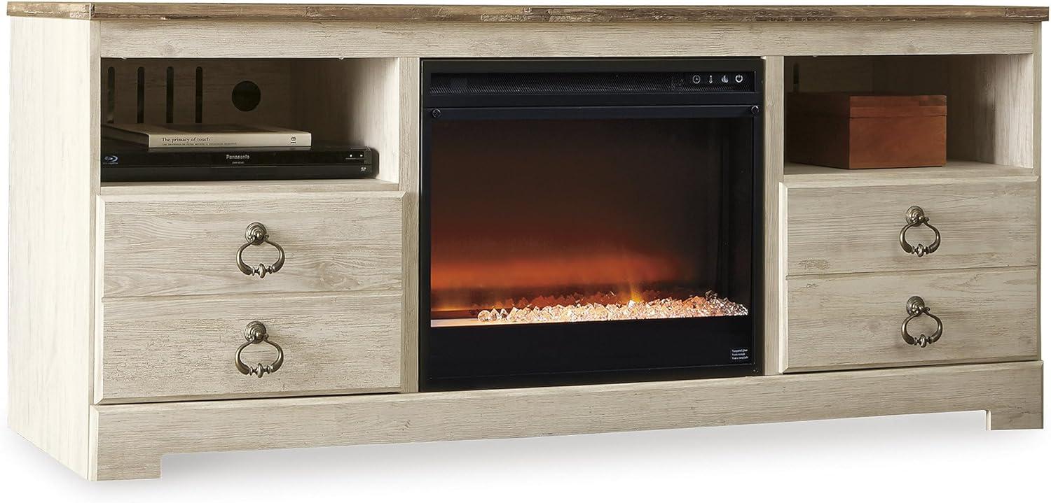 imageSignature Design by Ashley Roddinton Traditional 72 TV Stand with Electric Fireplace for TVs up to 82 Dark BrownWhitewash