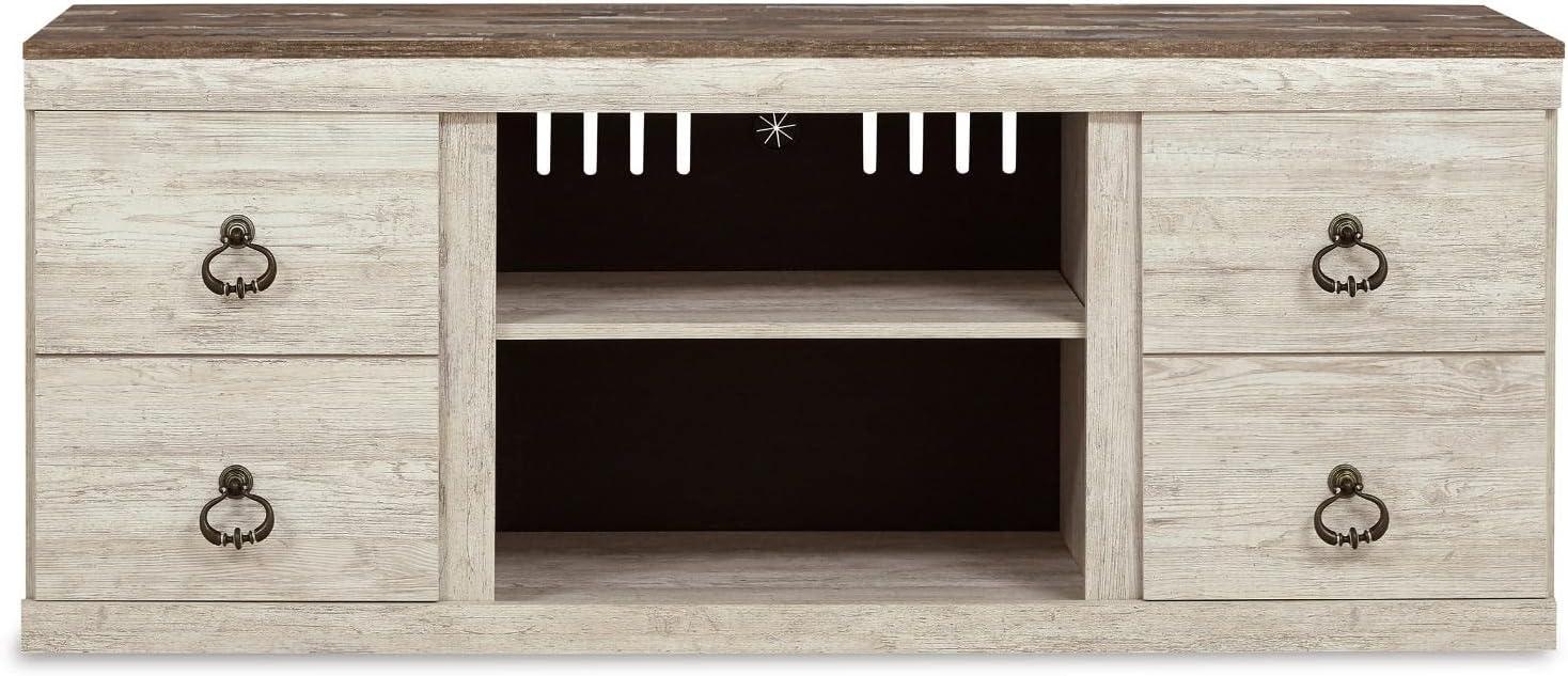 imageSignature Design by Ashley Roddinton Traditional 72 TV Stand with Electric Fireplace for TVs up to 82 Dark BrownWhitewash