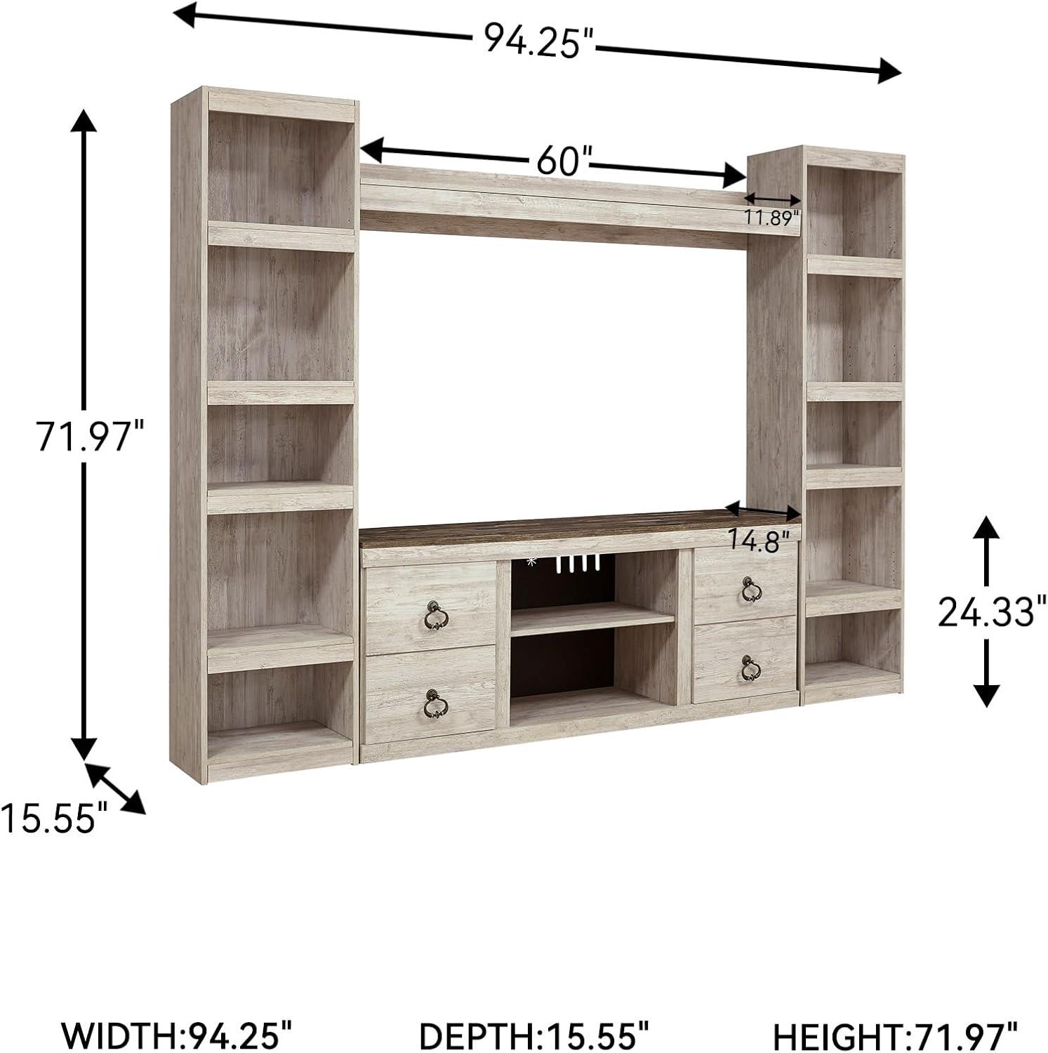 imageSignature Design by Ashley Roddinton Traditional 72 TV Stand with Electric Fireplace for TVs up to 82 Dark BrownWhitewash