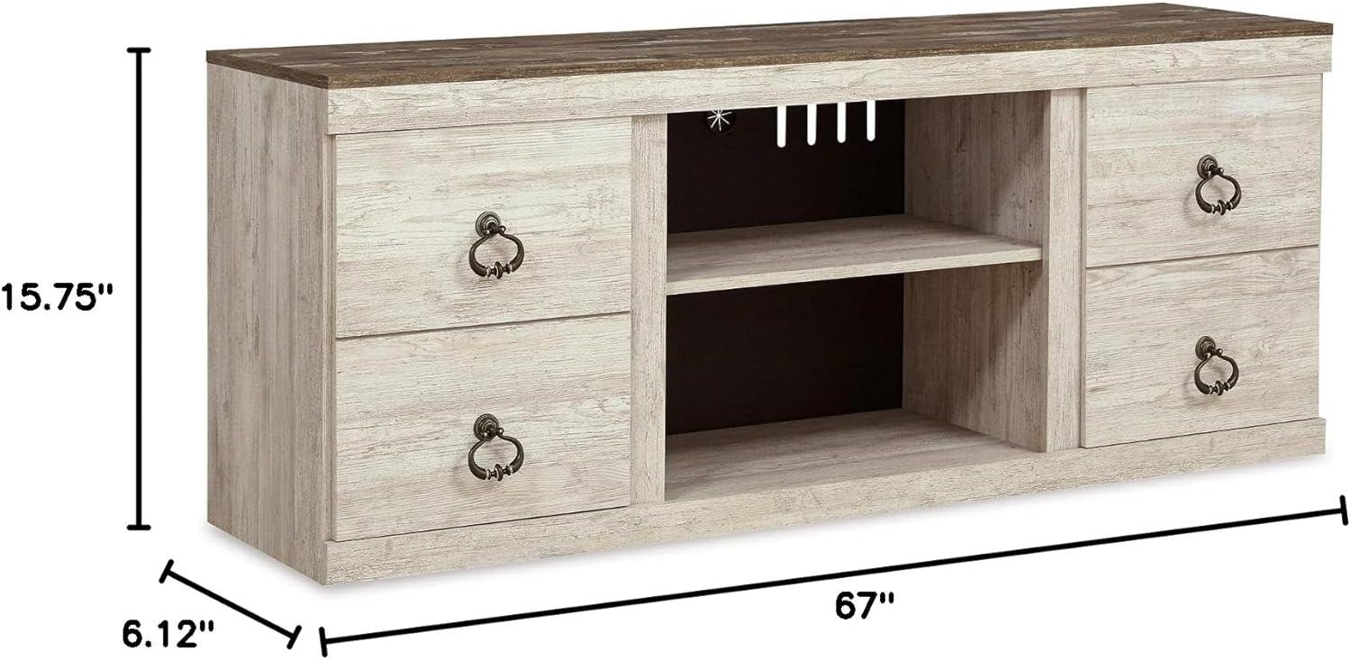 imageSignature Design by Ashley Roddinton Traditional 72 TV Stand with Electric Fireplace for TVs up to 82 Dark BrownWhitewash