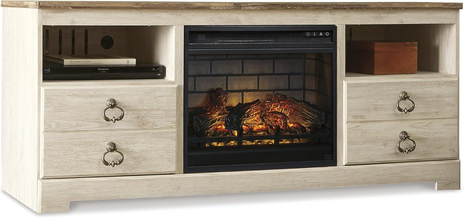imageSignature Design by Ashley Roddinton Traditional 72 TV Stand with Electric Fireplace for TVs up to 82 Dark BrownWhitewash