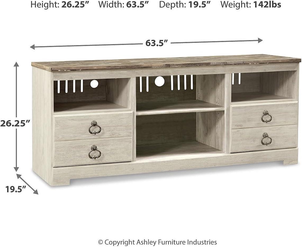 imageSignature Design by Ashley Roddinton Traditional 72 TV Stand with Electric Fireplace for TVs up to 82 Dark BrownWhitewash