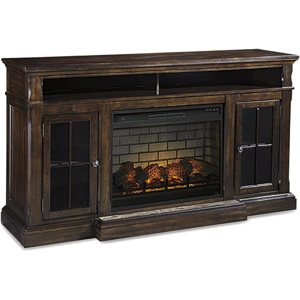imageSignature Design by Ashley Roddinton Traditional 72 TV Stand with Electric Fireplace for TVs up to 82 Dark BrownDark Brown