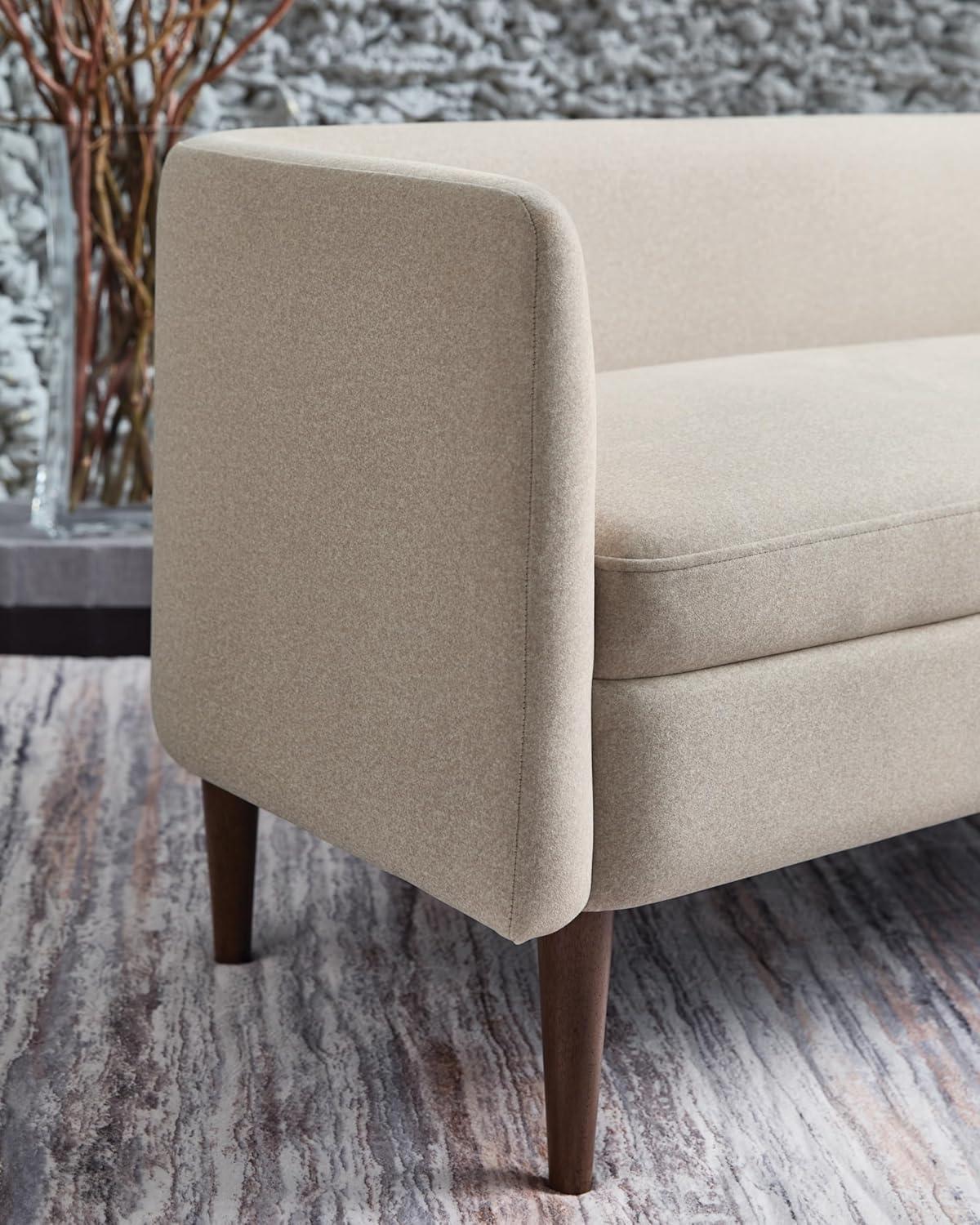 imageSignature Design by Ashley Wainner Contemporary Accent Bench with Curved Backrest and Tapered Legs Beige