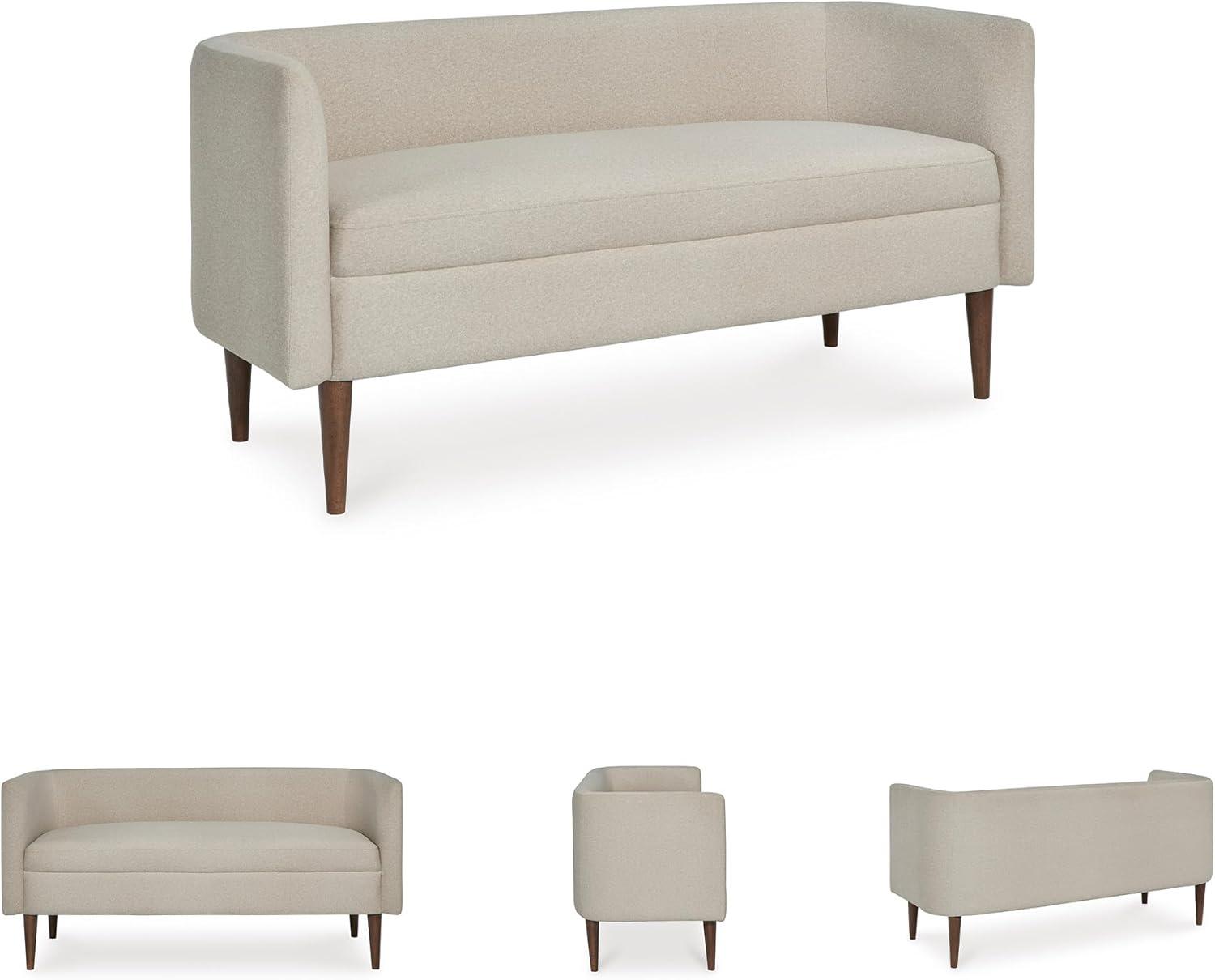 imageSignature Design by Ashley Wainner Contemporary Accent Bench with Curved Backrest and Tapered Legs Beige
