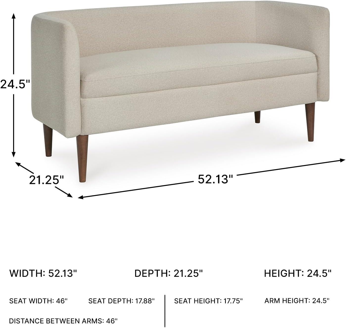 imageSignature Design by Ashley Wainner Contemporary Accent Bench with Curved Backrest and Tapered Legs Beige