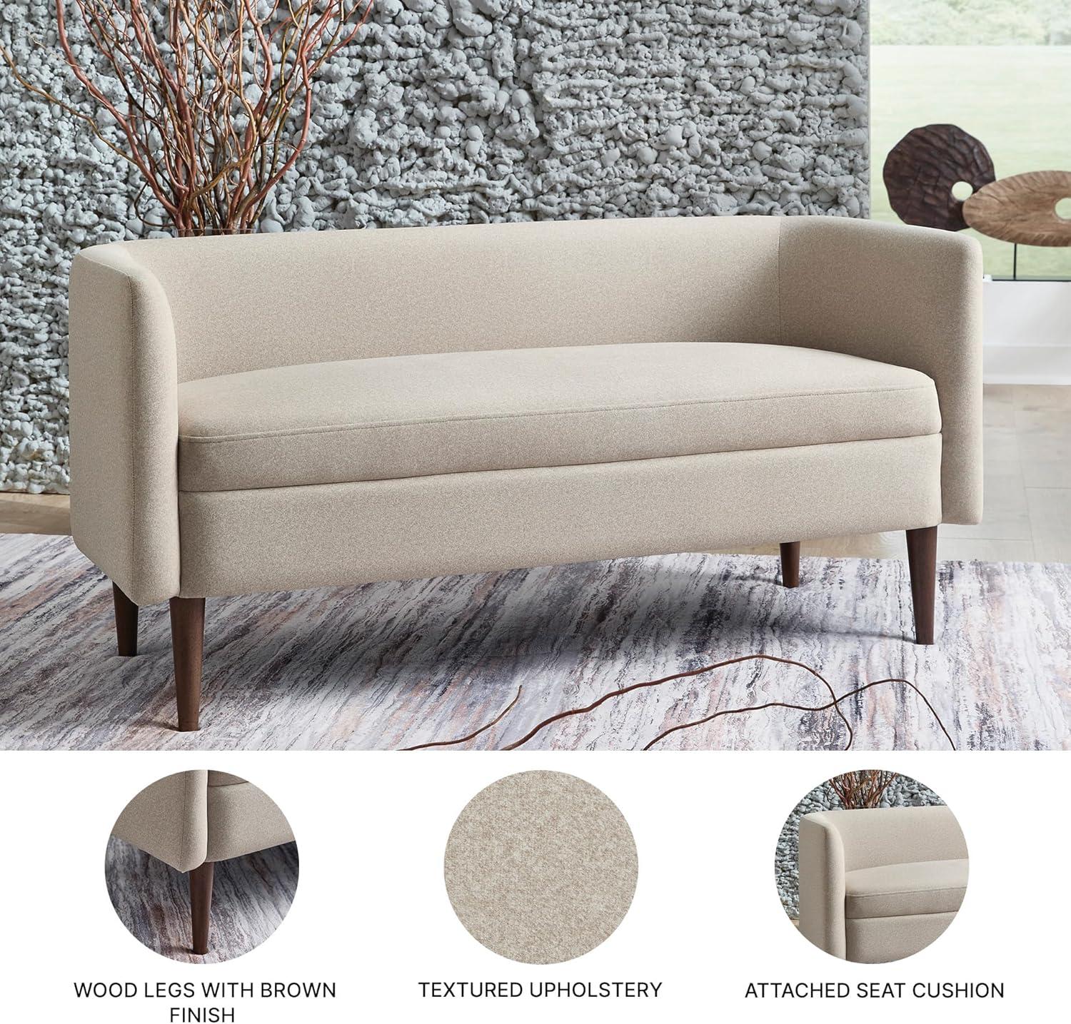 imageSignature Design by Ashley Wainner Contemporary Accent Bench with Curved Backrest and Tapered Legs Beige