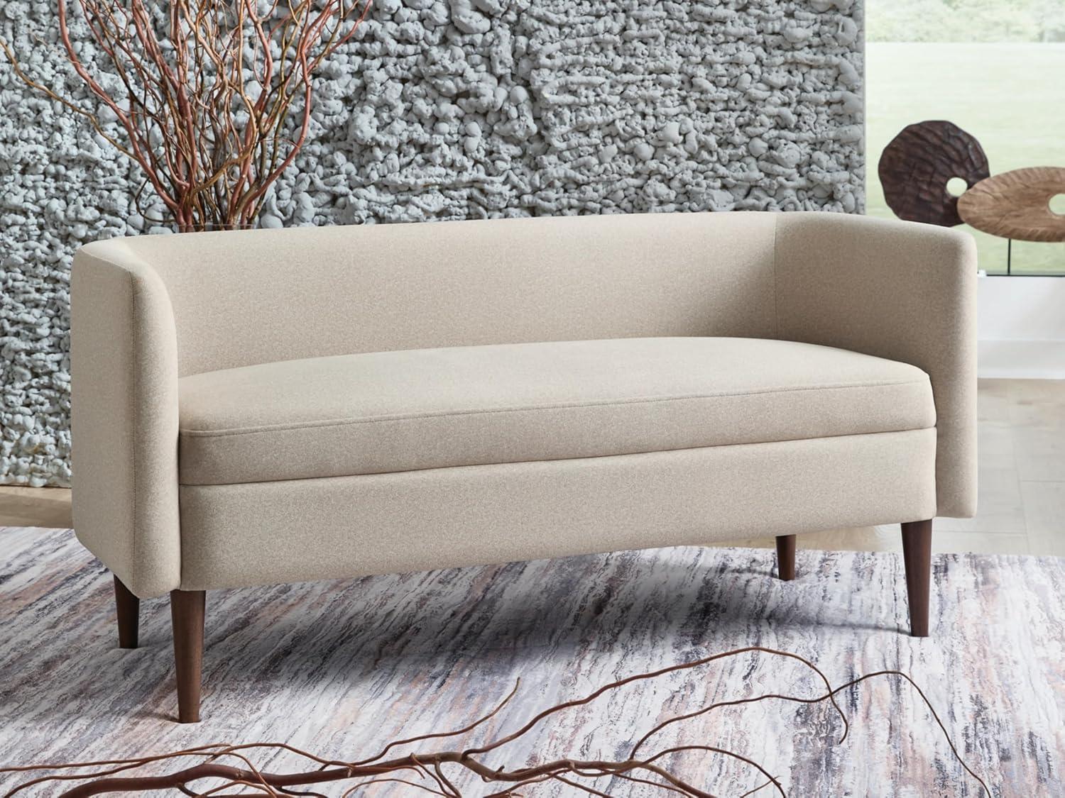 imageSignature Design by Ashley Wainner Contemporary Accent Bench with Curved Backrest and Tapered Legs Beige