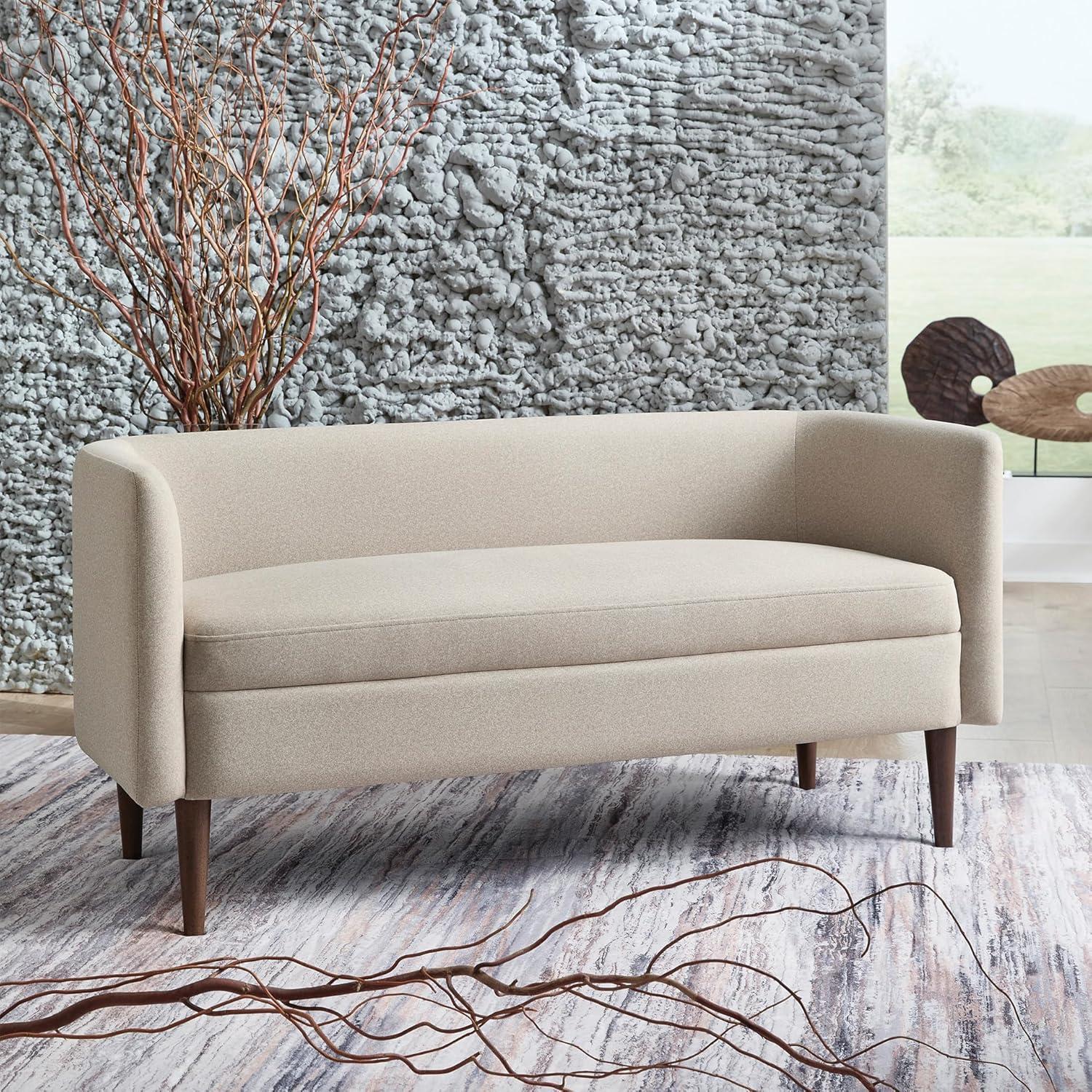 imageSignature Design by Ashley Wainner Contemporary Accent Bench with Curved Backrest and Tapered Legs Beige