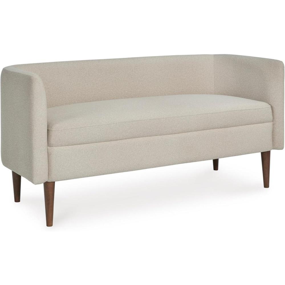 imageSignature Design by Ashley Wainner Contemporary Accent Bench with Curved Backrest and Tapered Legs Beige