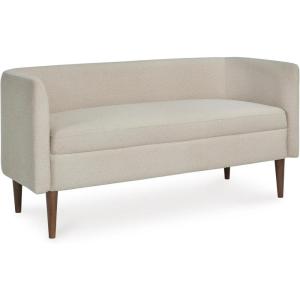 Signature Design by Ashley Wainner Contemporary Accent Bench with Curved Backrest and Tapered Legs, Beige