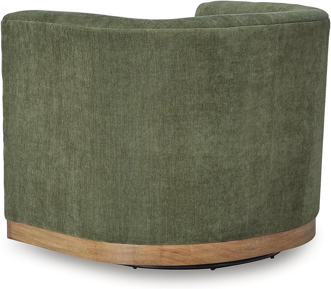 imageSignature Design by Ashley Jersonlow Modern Swivel Accent Chair with Reversible Seat Cushions Green amp Light Brown