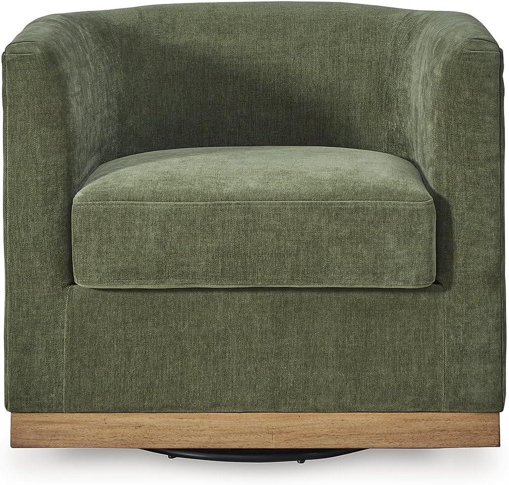 imageSignature Design by Ashley Jersonlow Modern Swivel Accent Chair with Reversible Seat Cushions Green amp Light Brown