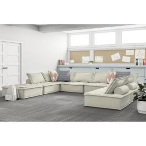 Signature Design by Ashley Casual Bales L-Shape Tufted 5-Piece Modular Seating with Non Slip Deck and Non Slip Feet, Beige(Taupe)