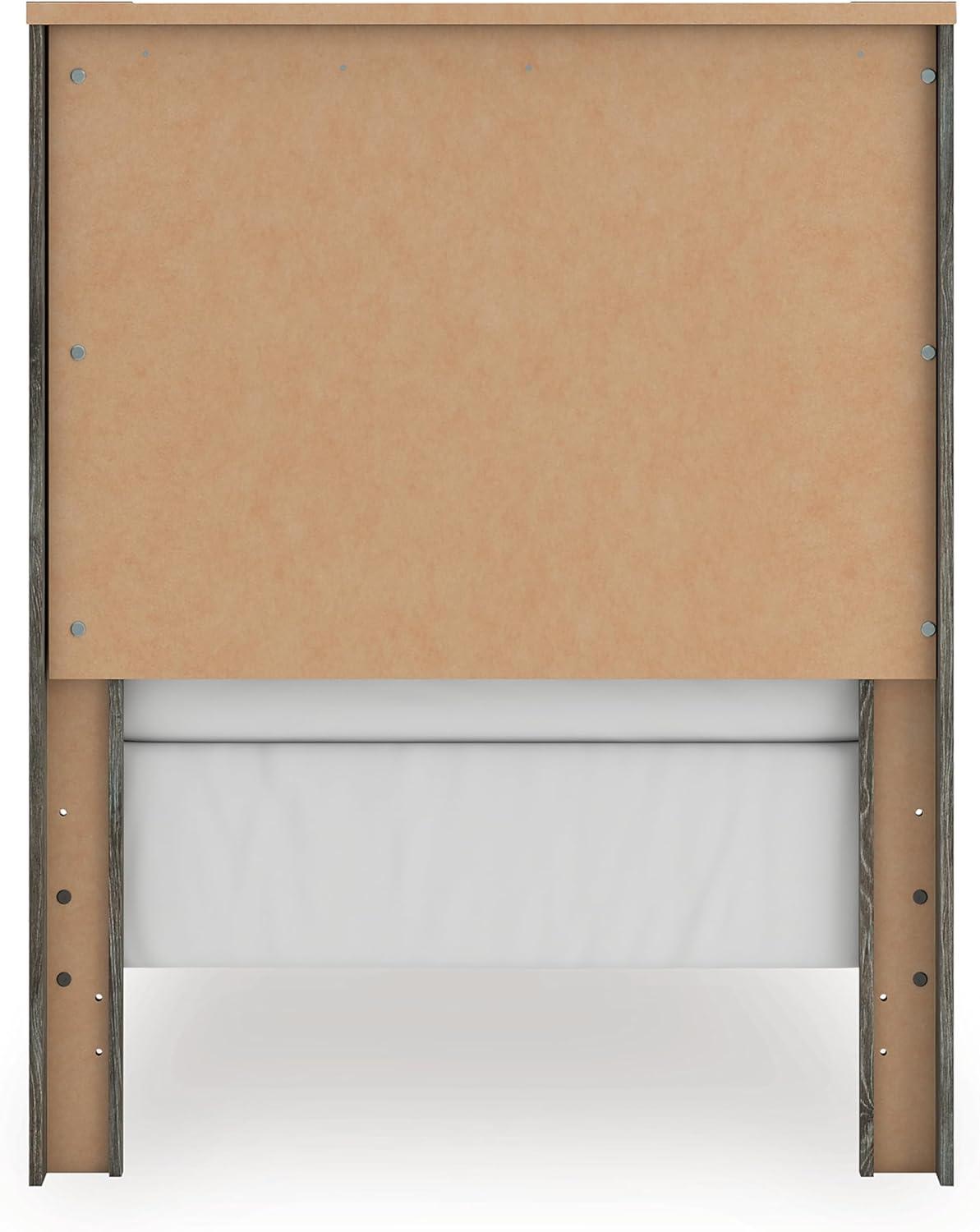 imageSignature Design by Ashley Frandern Rustic Oak Finished Panel Headboard with Nailhead Accents Twin Gray