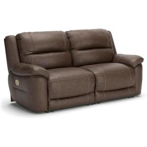Signature Design by Ashley Dunleith Contemporary Leather Match Wall Hugger 2-Piece Power Reclining Sectional Loveseat with Adjustable Headrest and USB Ports, Dark Brown(Brown)