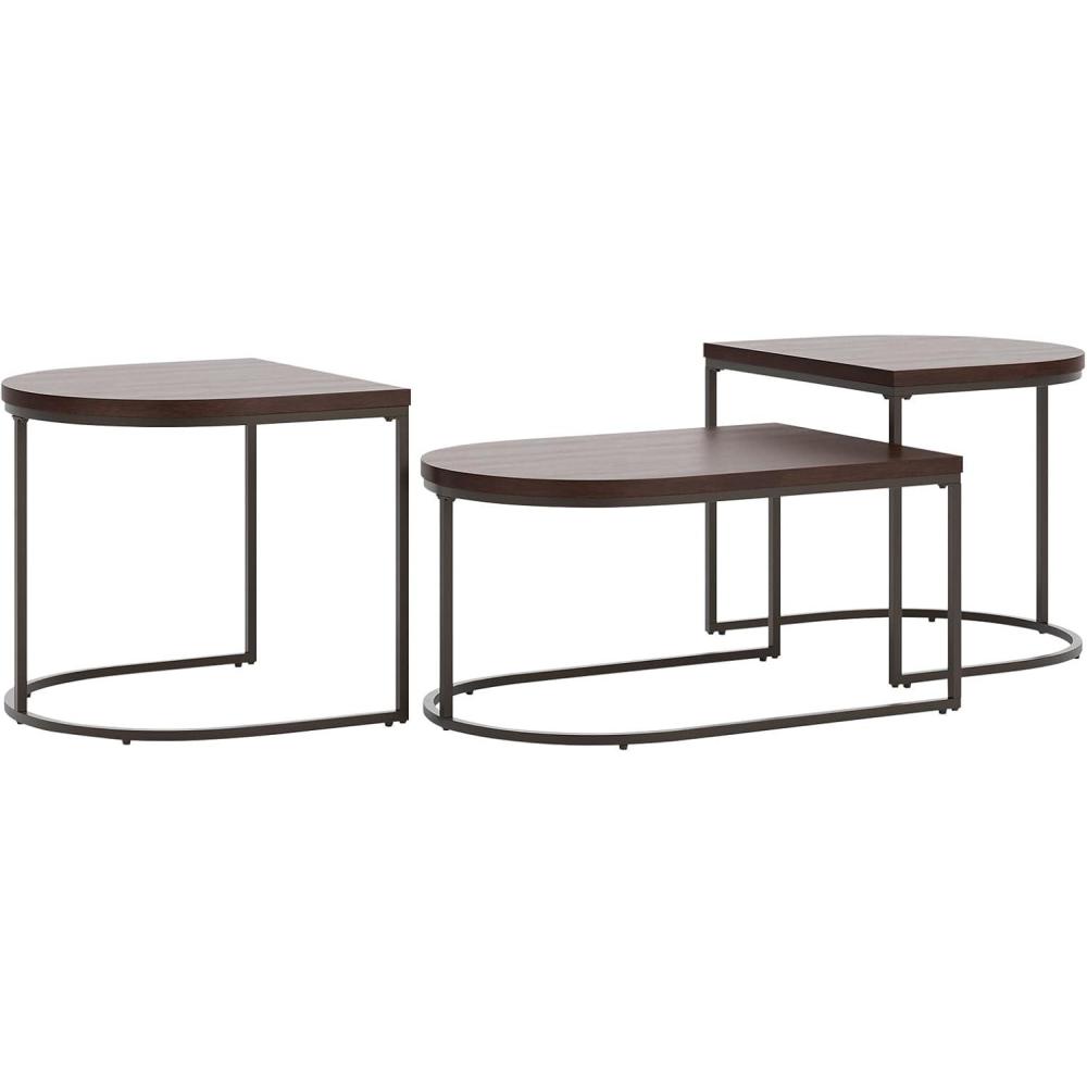 imageSignature Design by Ashley Vanmore Contemporary Nesting Space Saving Table Set Set of 3 Dark Brown