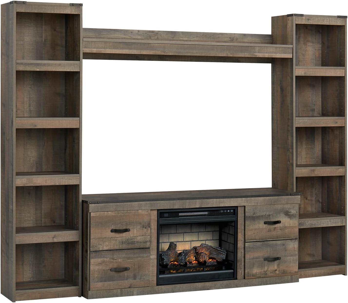 imageSignature Design by Ashley Derekson Farmhouse 3Piece Entertainment Center with Electric Fireplace for TVs up to 69 GrayMulti Gray