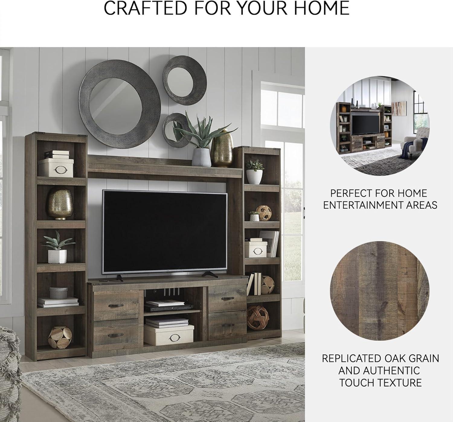 imageSignature Design by Ashley Derekson Farmhouse 3Piece Entertainment Center with Electric Fireplace for TVs up to 69 GrayMulti Gray