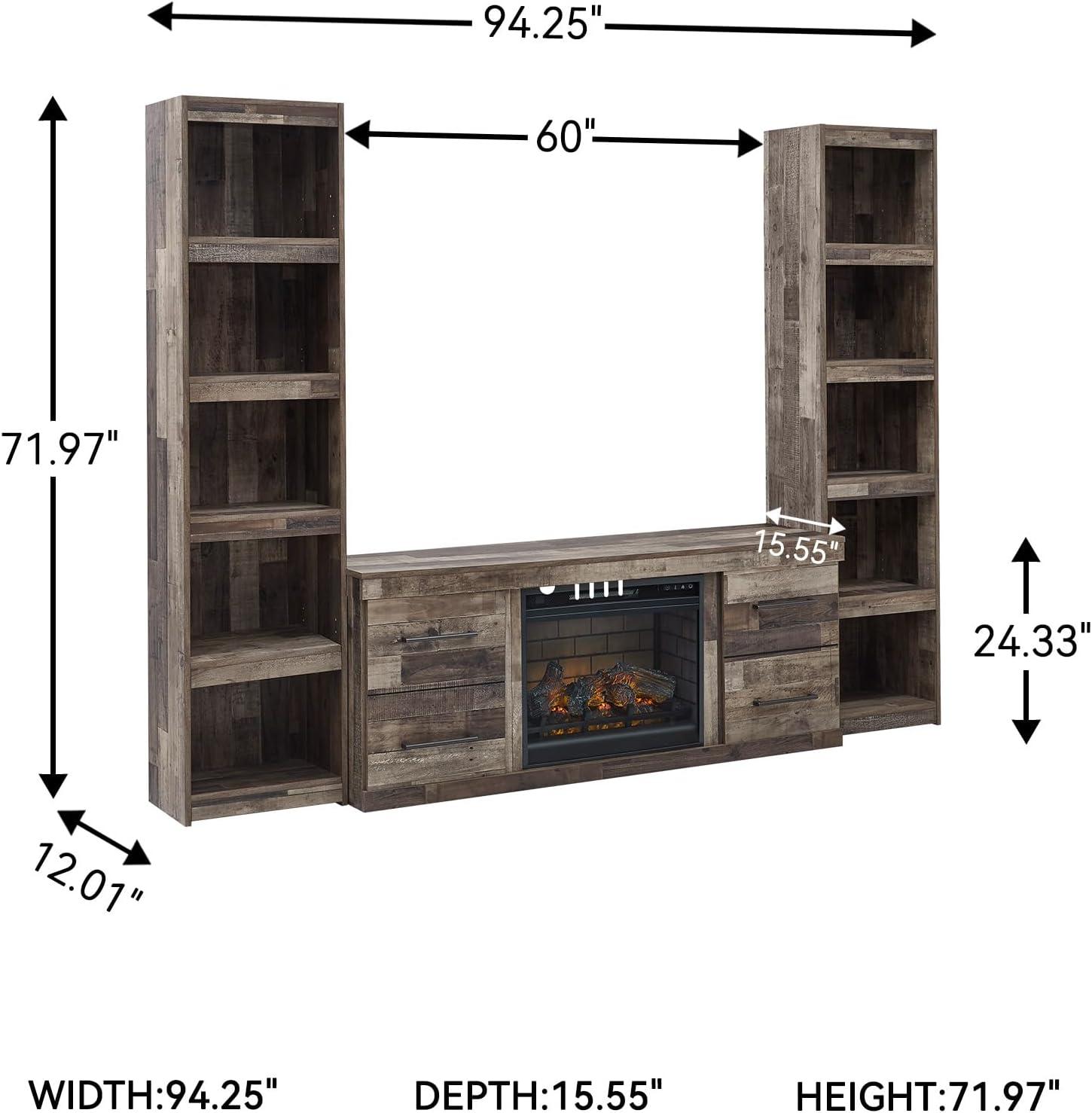 imageSignature Design by Ashley Derekson Farmhouse 3Piece Entertainment Center with Electric Fireplace for TVs up to 69 GrayMulti Gray
