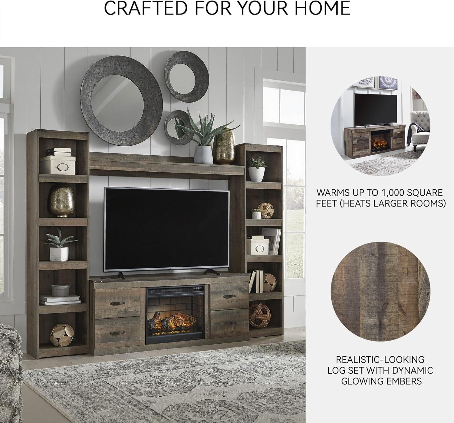 imageSignature Design by Ashley Derekson Farmhouse 3Piece Entertainment Center with Electric Fireplace for TVs up to 69 GrayMulti Gray
