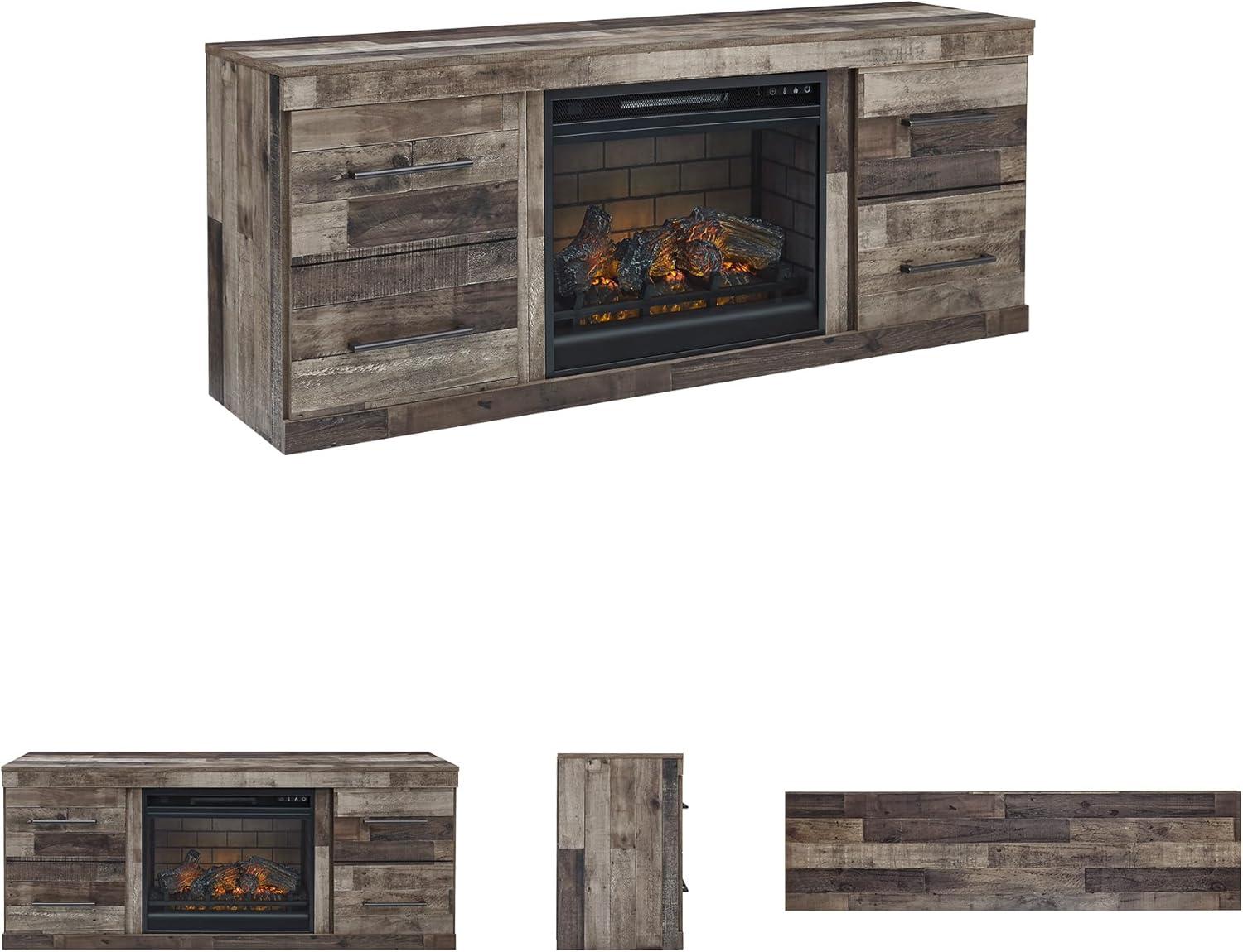 imageSignature Design by Ashley Derekson Farmhouse 3Piece Entertainment Center with Electric Fireplace for TVs up to 69 GrayMulti Gray