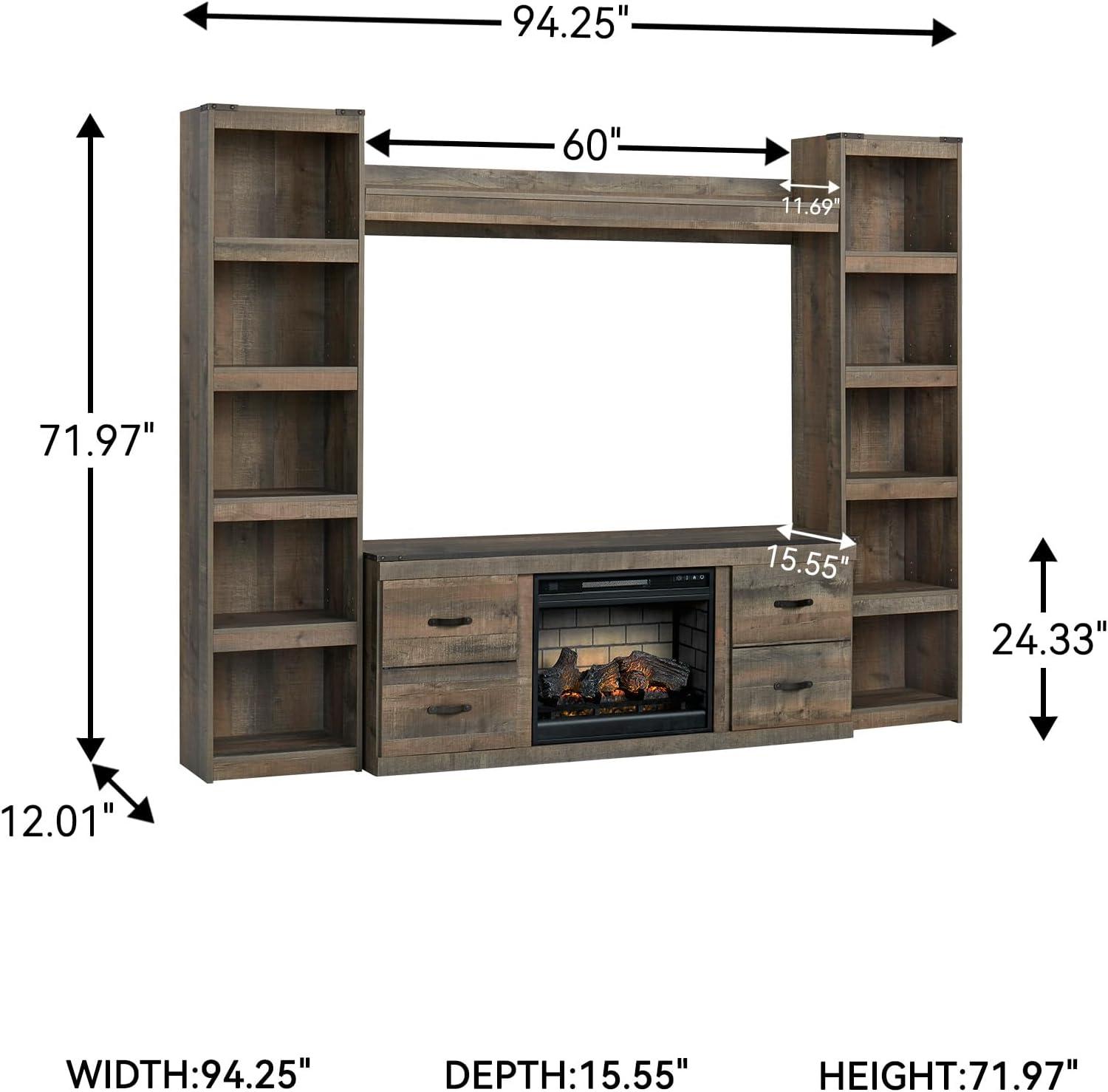 imageSignature Design by Ashley Derekson Farmhouse 3Piece Entertainment Center with Electric Fireplace for TVs up to 69 GrayMulti Gray