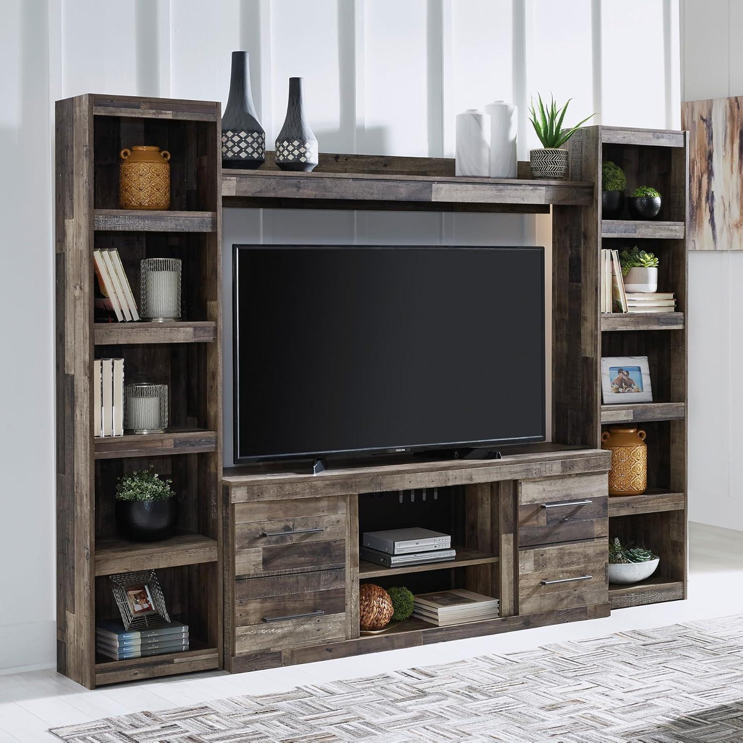 imageSignature Design by Ashley Derekson Farmhouse 3Piece Entertainment Center with Electric Fireplace for TVs up to 69 GrayMulti Gray