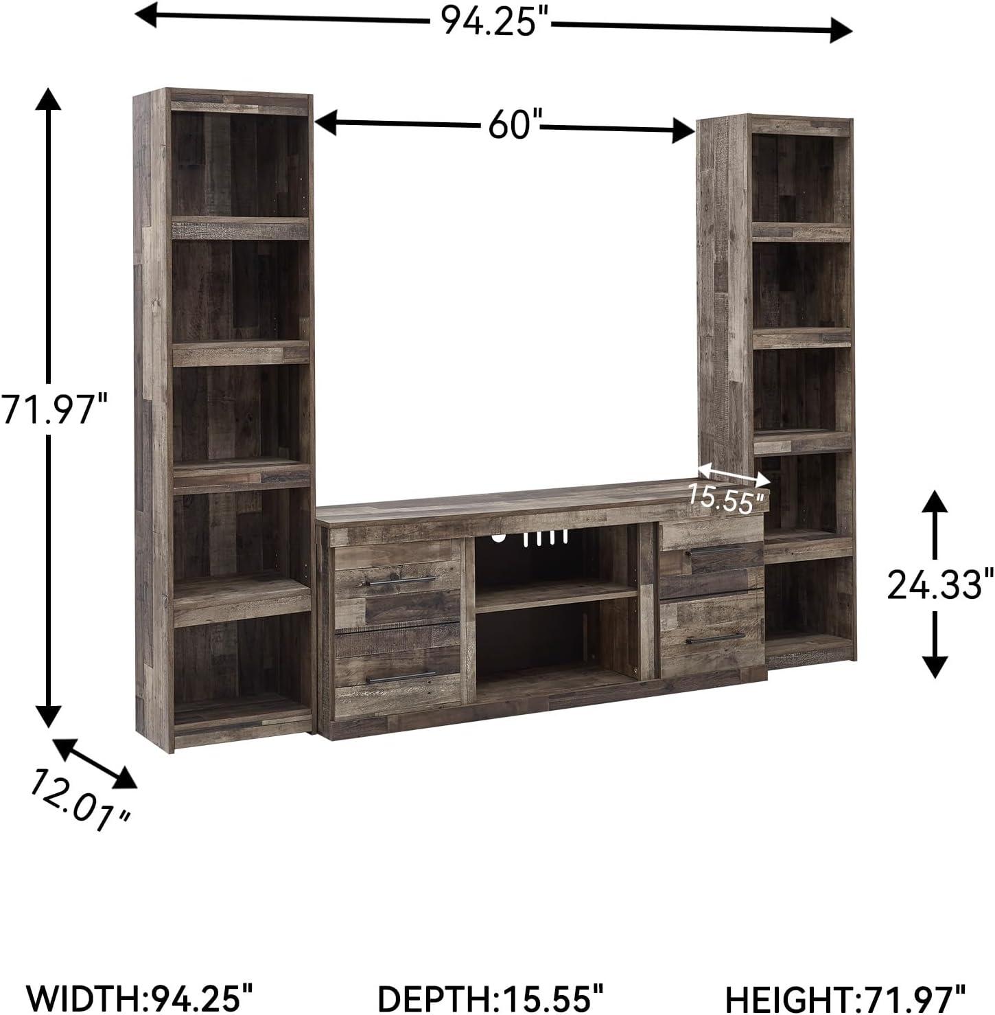 imageSignature Design by Ashley Derekson Farmhouse 3Piece Entertainment Center with Electric Fireplace for TVs up to 69 GrayMulti Gray