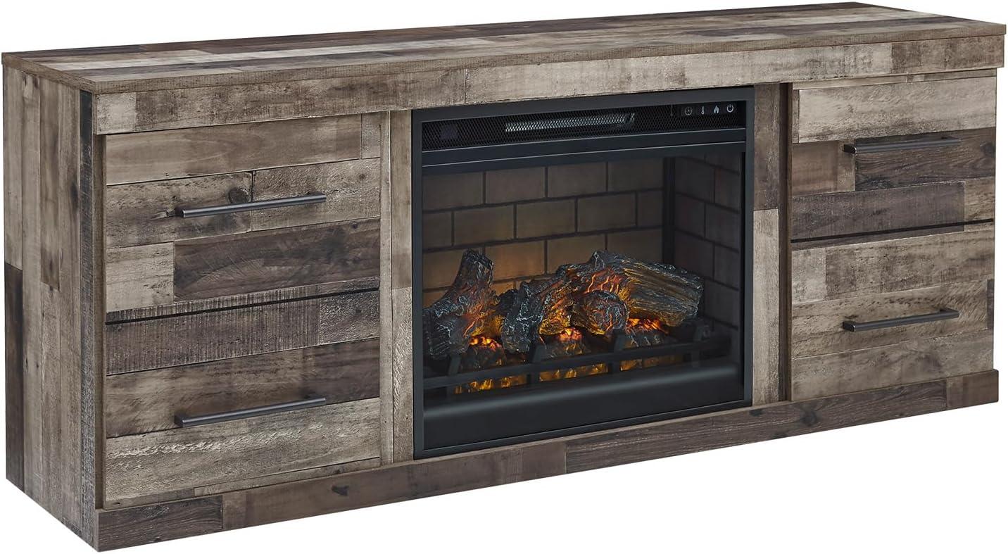 imageSignature Design by Ashley Derekson Farmhouse 3Piece Entertainment Center with Electric Fireplace for TVs up to 69 GrayMulti Gray