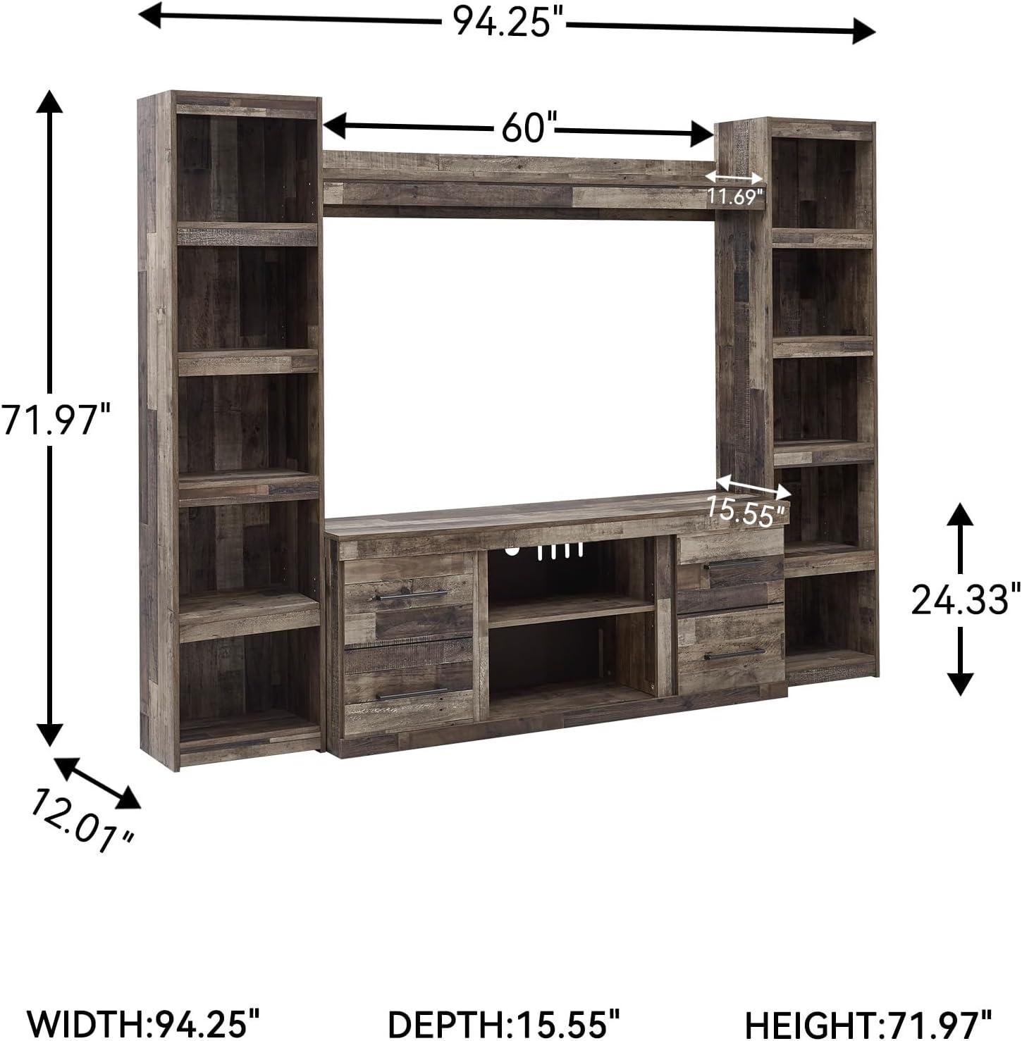 imageSignature Design by Ashley Derekson Farmhouse 3Piece Entertainment Center with Electric Fireplace for TVs up to 69 GrayMulti Gray