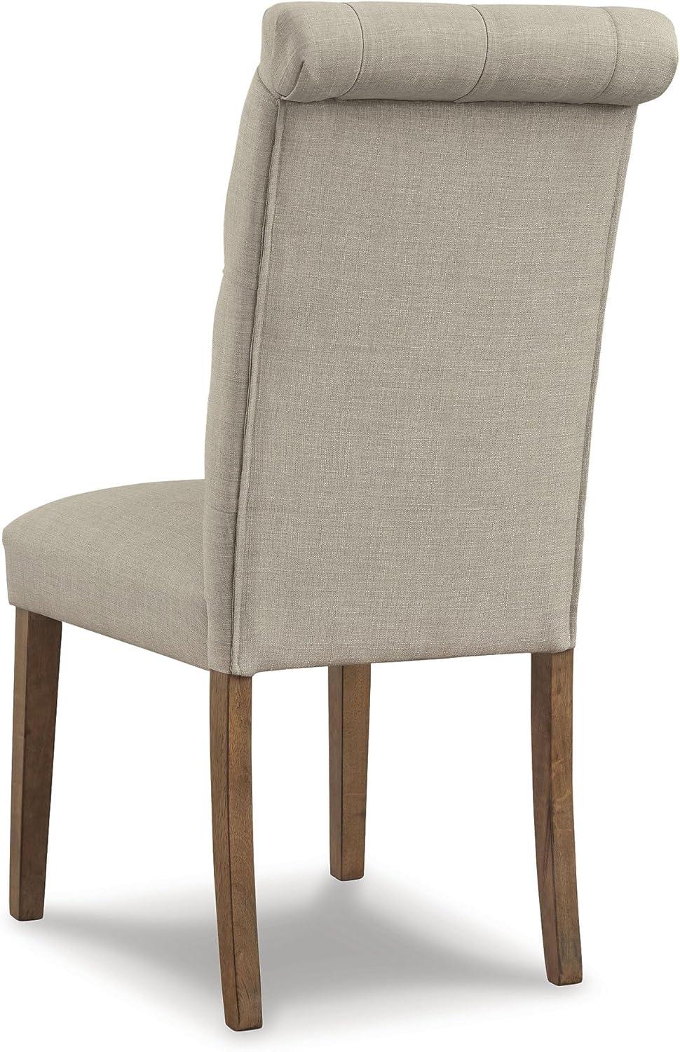 imageSignature Design by Ashley Jettaya Modern Indoor Faux Leather Upholstered Armless Solid Wood Dining Chair with 4 Legs Set of 2 BlackBeige