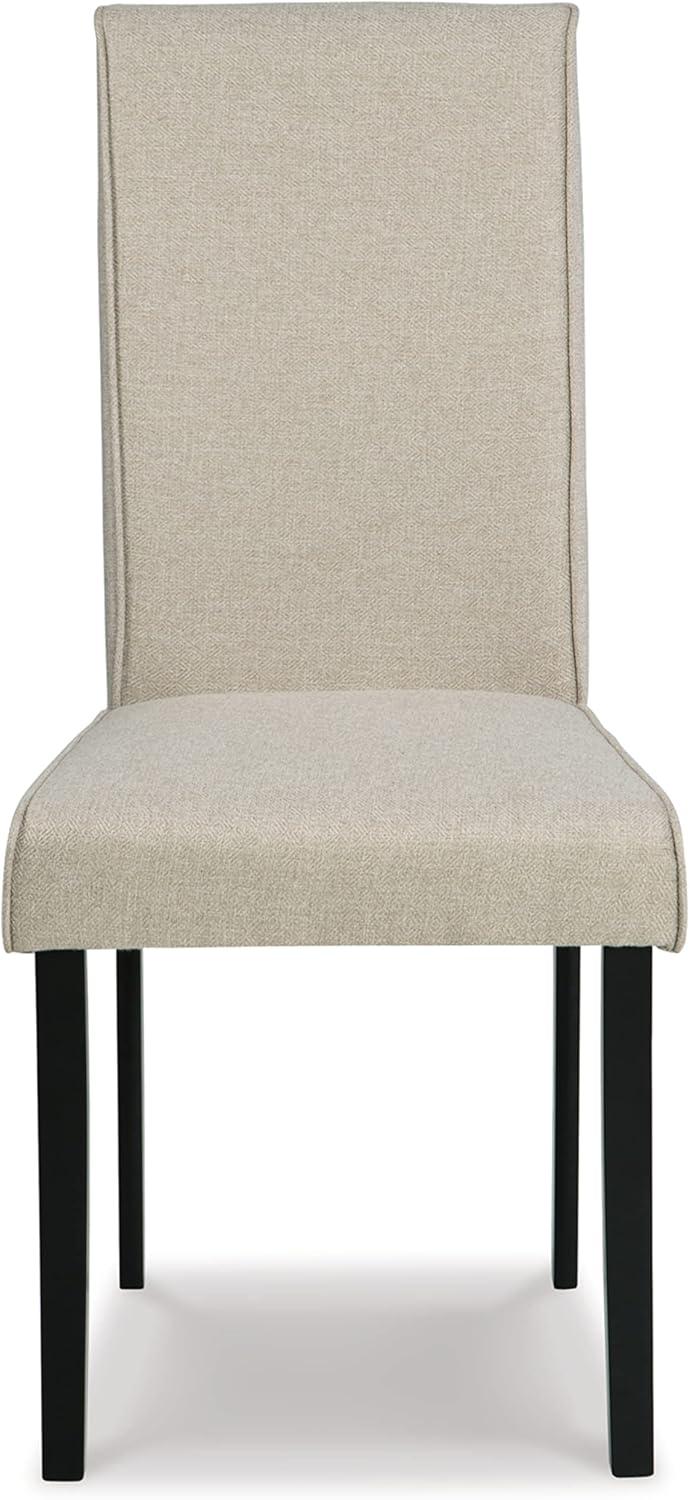 imageSignature Design by Ashley Jettaya Modern Indoor Faux Leather Upholstered Armless Solid Wood Dining Chair with 4 Legs Set of 2 BlackBeige