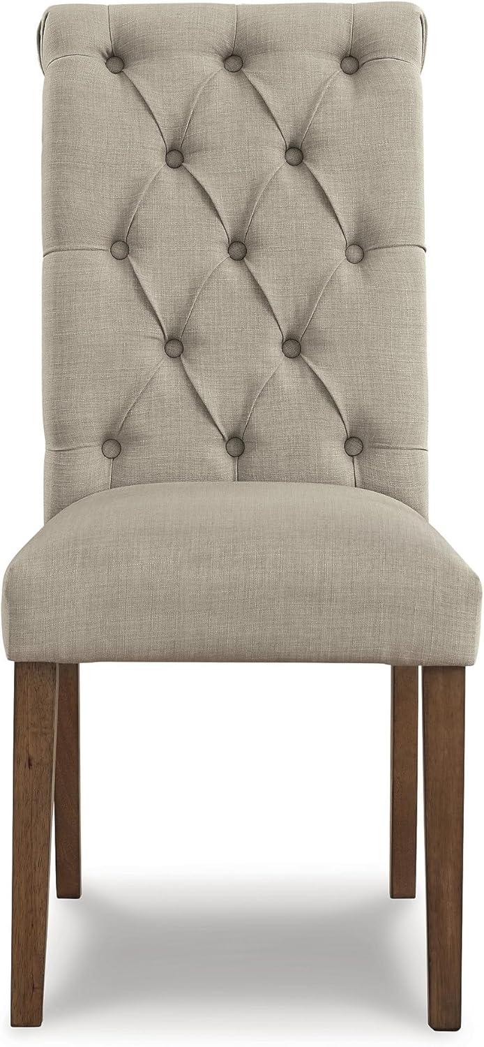 imageSignature Design by Ashley Jettaya Modern Indoor Faux Leather Upholstered Armless Solid Wood Dining Chair with 4 Legs Set of 2 BlackBeige