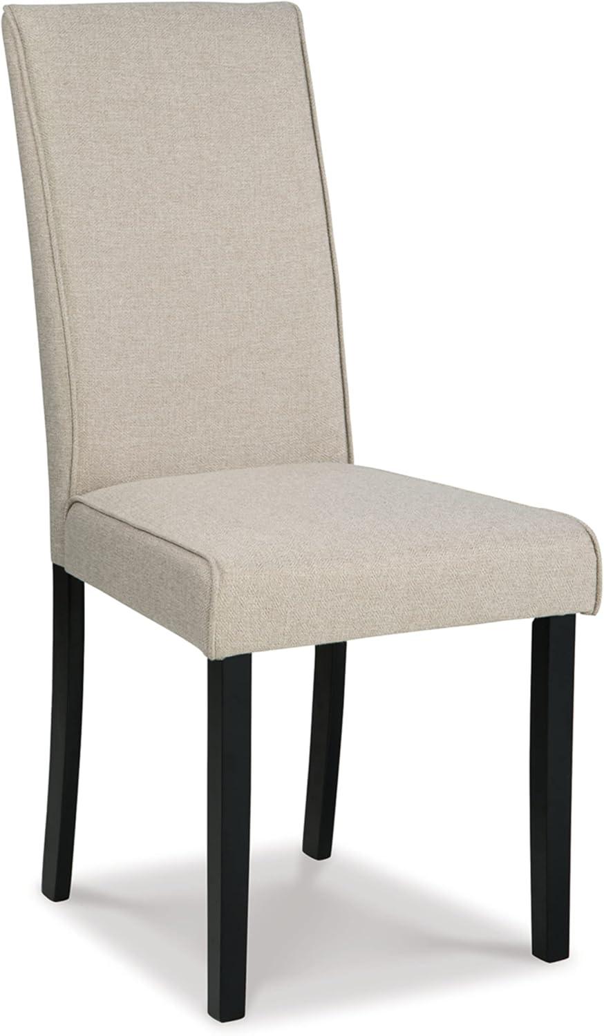 imageSignature Design by Ashley Jettaya Modern Indoor Faux Leather Upholstered Armless Solid Wood Dining Chair with 4 Legs Set of 2 BlackBeige