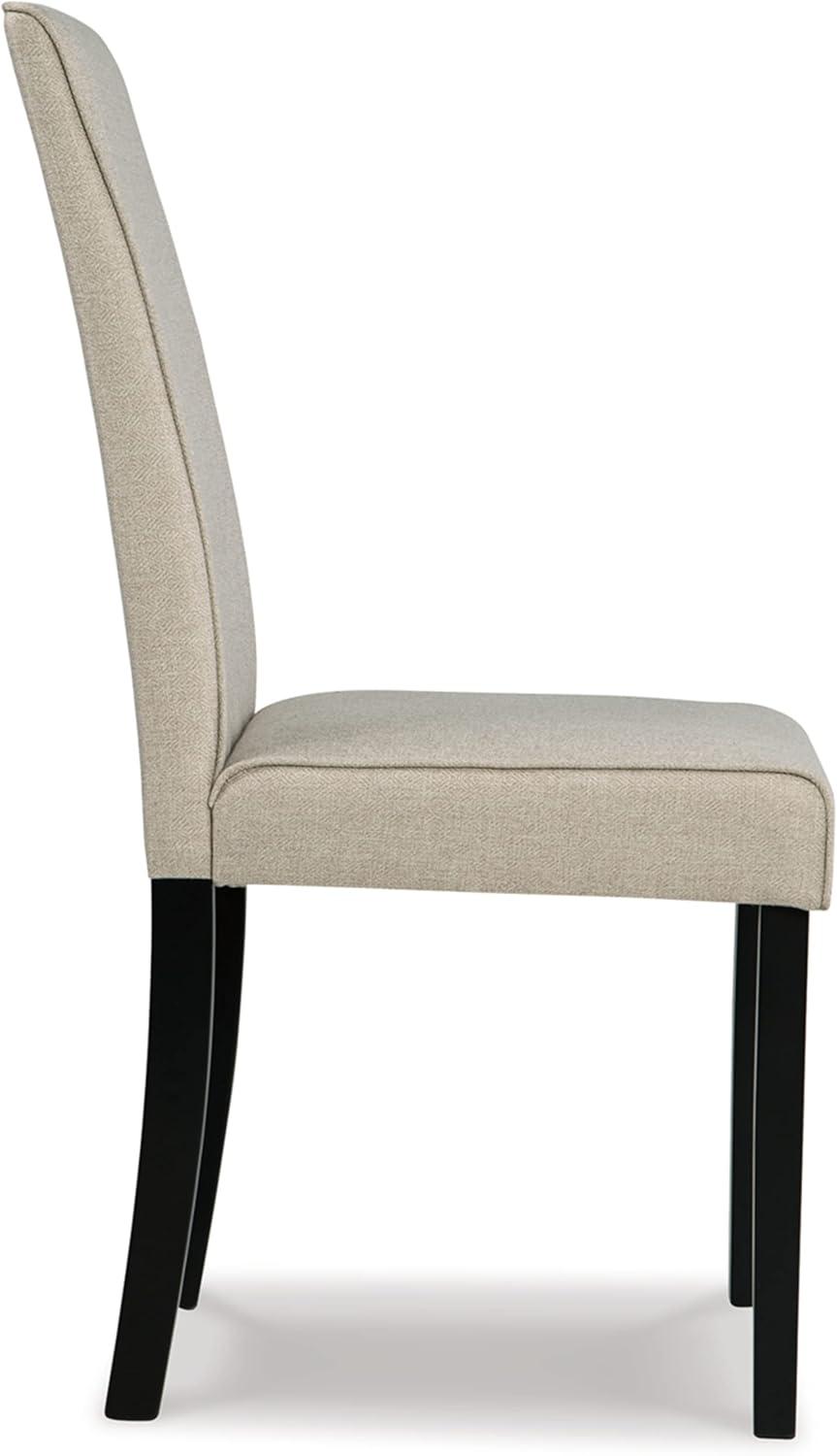 imageSignature Design by Ashley Jettaya Modern Indoor Faux Leather Upholstered Armless Solid Wood Dining Chair with 4 Legs Set of 2 BlackBeige