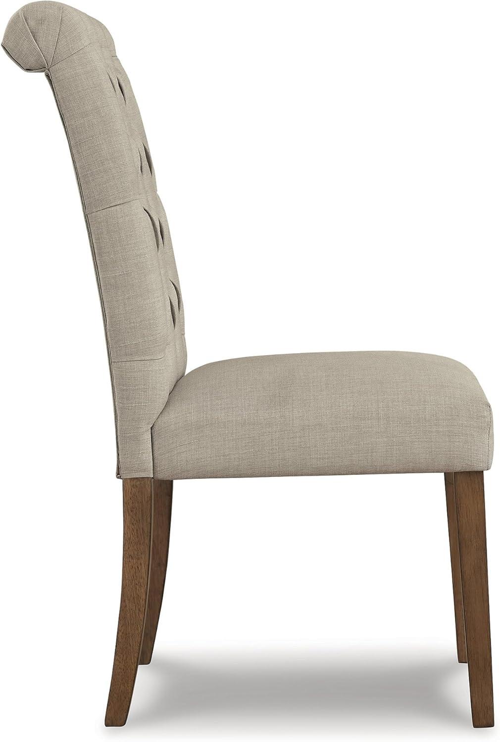 imageSignature Design by Ashley Jettaya Modern Indoor Faux Leather Upholstered Armless Solid Wood Dining Chair with 4 Legs Set of 2 BlackBeige
