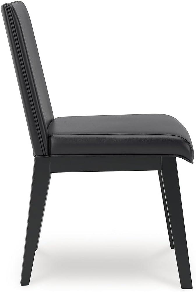 imageSignature Design by Ashley Jettaya Modern Indoor Faux Leather Upholstered Armless Solid Wood Dining Chair with 4 Legs Set of 2 BlackBlack