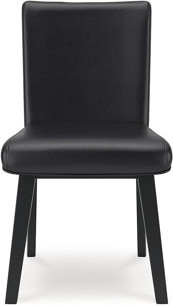 imageSignature Design by Ashley Jettaya Modern Indoor Faux Leather Upholstered Armless Solid Wood Dining Chair with 4 Legs Set of 2 BlackBlack