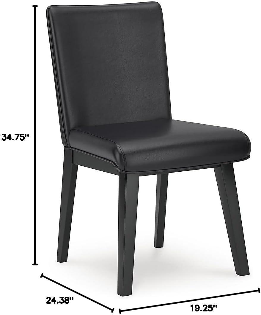 imageSignature Design by Ashley Jettaya Modern Indoor Faux Leather Upholstered Armless Solid Wood Dining Chair with 4 Legs Set of 2 BlackBlack