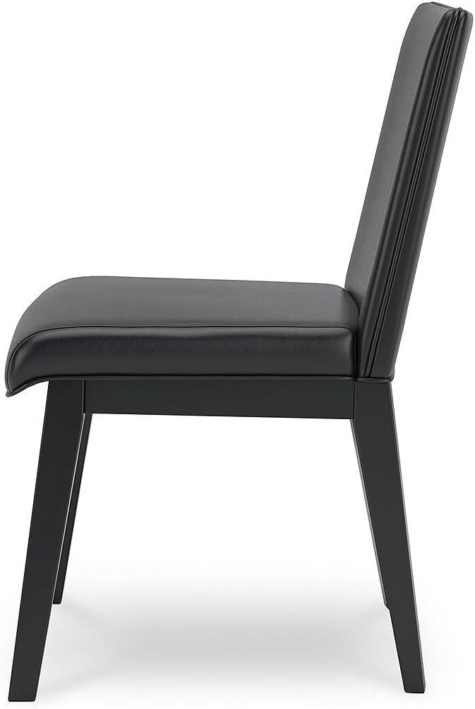 imageSignature Design by Ashley Jettaya Modern Indoor Faux Leather Upholstered Armless Solid Wood Dining Chair with 4 Legs Set of 2 BlackBlack