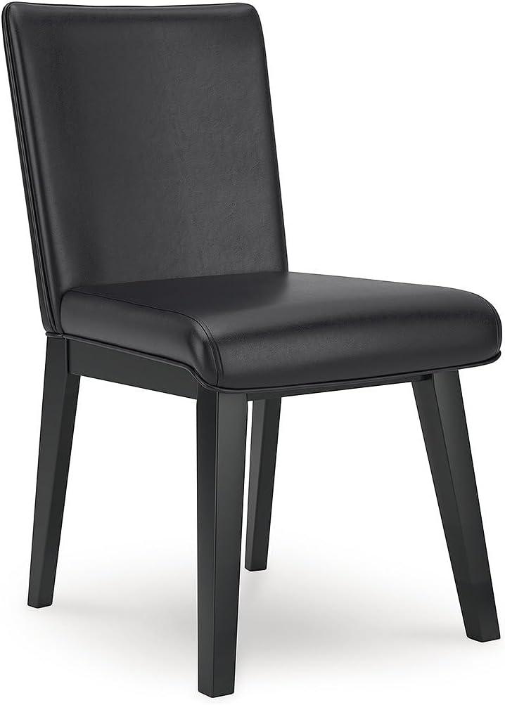 imageSignature Design by Ashley Jettaya Modern Indoor Faux Leather Upholstered Armless Solid Wood Dining Chair with 4 Legs Set of 2 BlackBlack