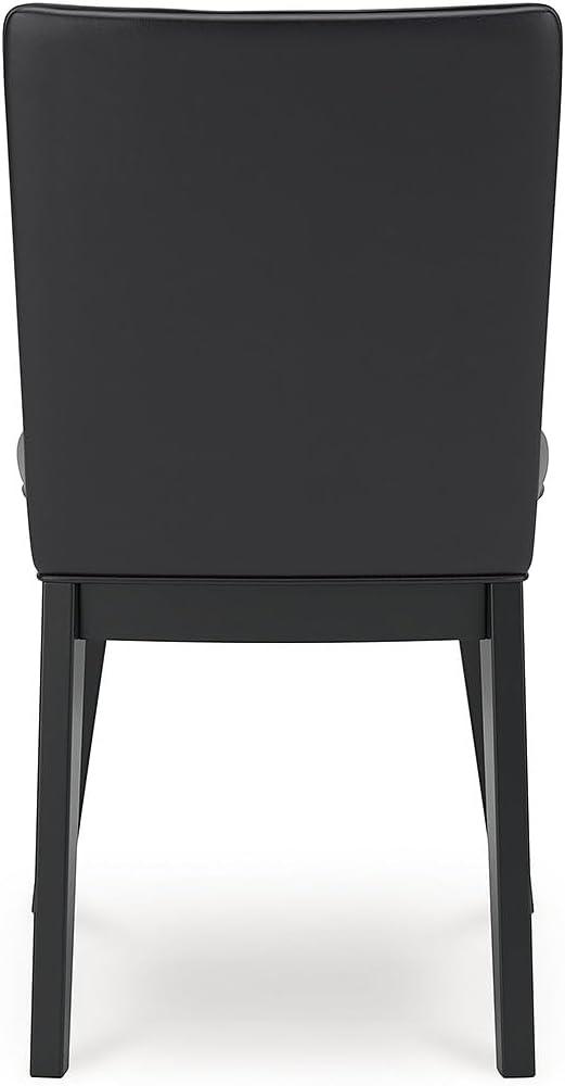 imageSignature Design by Ashley Jettaya Modern Indoor Faux Leather Upholstered Armless Solid Wood Dining Chair with 4 Legs Set of 2 BlackBlack