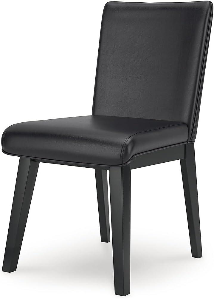 imageSignature Design by Ashley Jettaya Modern Indoor Faux Leather Upholstered Armless Solid Wood Dining Chair with 4 Legs Set of 2 BlackBlack