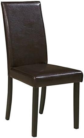 imageSignature Design by Ashley Jettaya Modern Indoor Faux Leather Upholstered Armless Solid Wood Dining Chair with 4 Legs Set of 2 BlackBrown