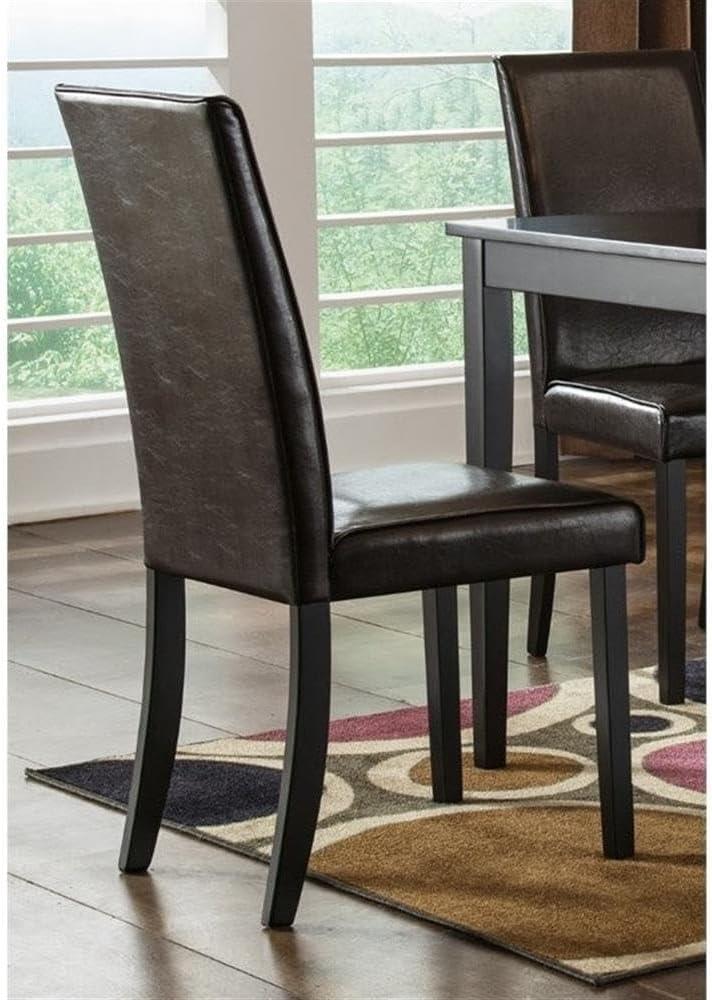 imageSignature Design by Ashley Jettaya Modern Indoor Faux Leather Upholstered Armless Solid Wood Dining Chair with 4 Legs Set of 2 BlackBrown