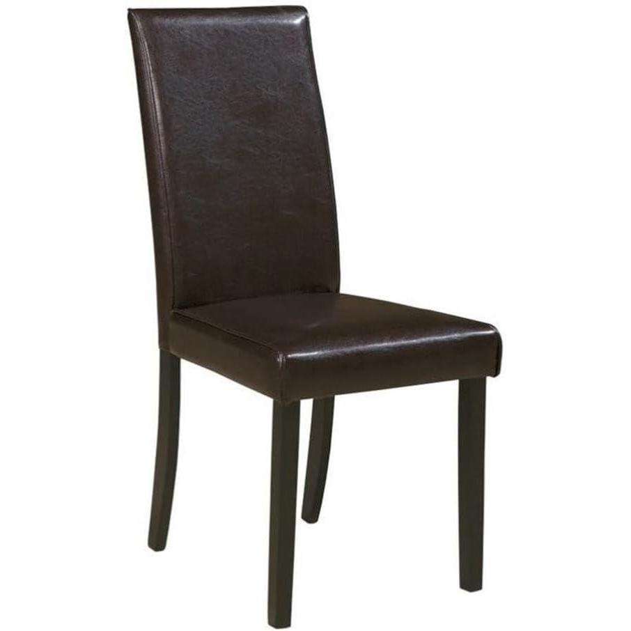 imageSignature Design by Ashley Jettaya Modern Indoor Faux Leather Upholstered Armless Solid Wood Dining Chair with 4 Legs Set of 2 BlackBrown