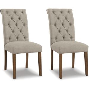 Signature Design by Ashley Jettaya Modern Indoor Faux Leather Upholstered Armless Solid Wood Dining Chair with 4 Legs, Set of 2, Black(Beige)